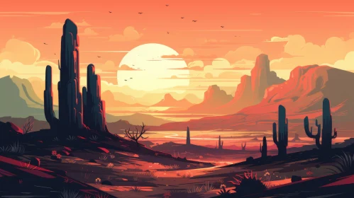 Impressionist Sci-Fi Desert Landscape Illustration