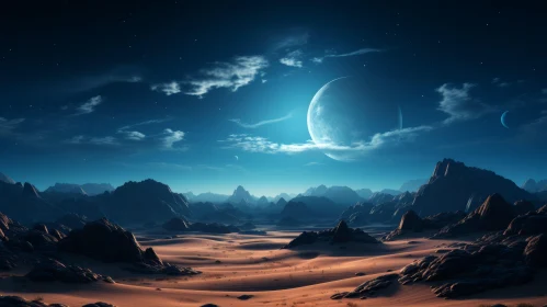 Moon World Desert Landscape: Captivating Sci-Fi Wallpaper