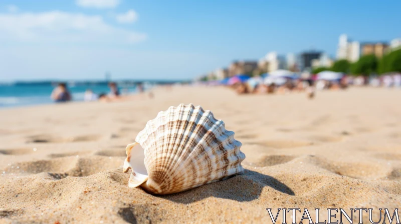 Soothing Beach Scene with Seashell - Travel and Nature AI Image