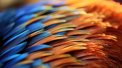 Stunning Close-Up of Orange and Blue Bird's Tail Feathers
