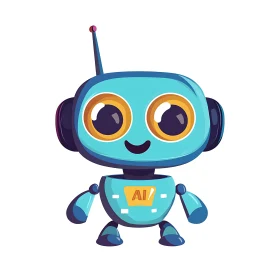 Cute Teal Robot with AI Symbol