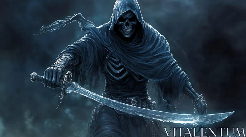 Spectral Swordsman in Dark Fantasy Art AI Image