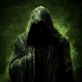 Mysterious Dark Figure with Hood