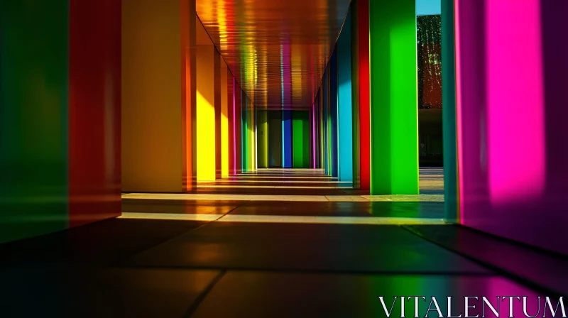 AI ART Colorful Architectural Corridor with Light