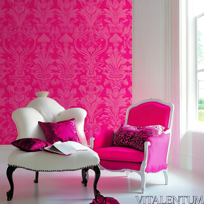 AI ART Pink Armchair Room Interior