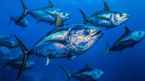 Underwater Scene of Tuna Fish