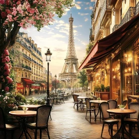 Eiffel Tower View from Parisian Cafe