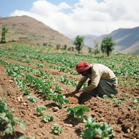 Agricultural Worker Planting Seedlings