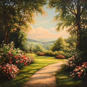 Picturesque Garden Pathway with Floral Accents