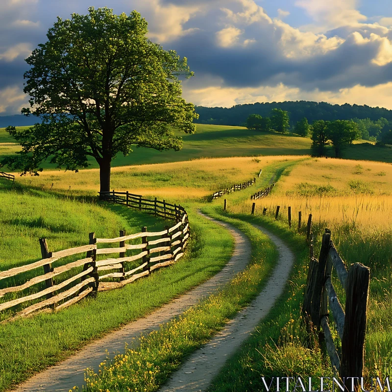 Scenic Route Through Rolling Hills AI Image