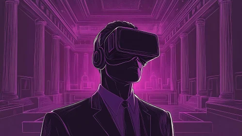 Man in VR Headset in Court