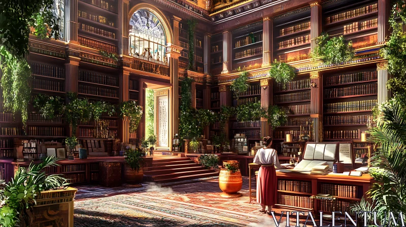 AI ART Lush Library Interior Reading Scene