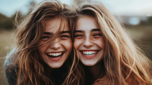 Portrait of Two Smiling Young Women
