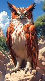 Regal Owl Amidst Majestic Scenery