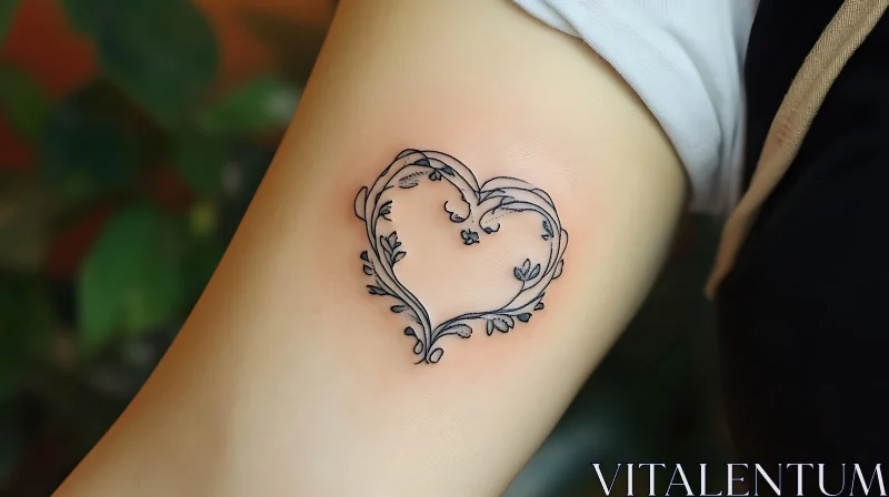 Intricate Heart and Floral Design Tattoo AI Image