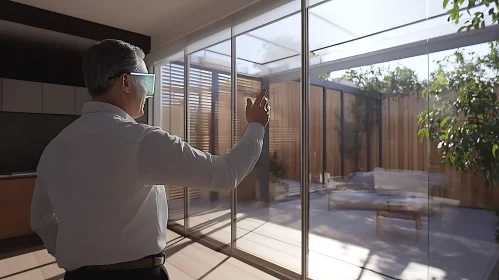 Man Using VR in Modern Interior