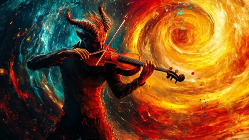 Horned Musician: A Symphony of Fire and Ice