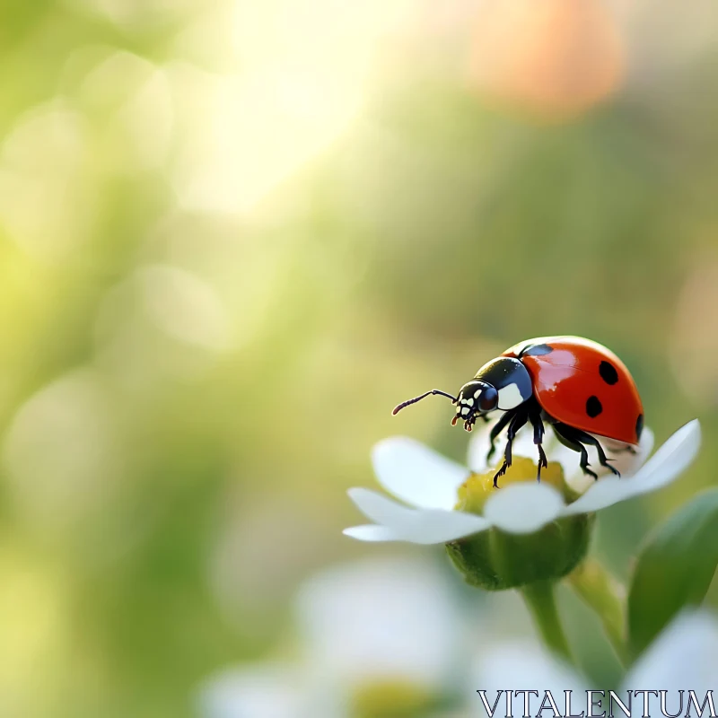 Ladybug Resting on Flower in Nature AI Image