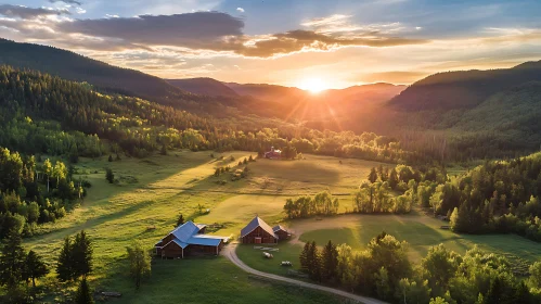 Sunset Over Mountain Valley Farm