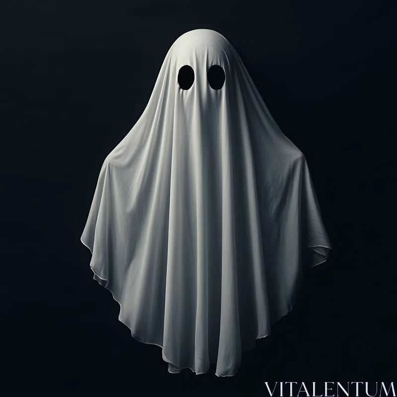 Classic Ghostly Figure in White Sheet AI Image