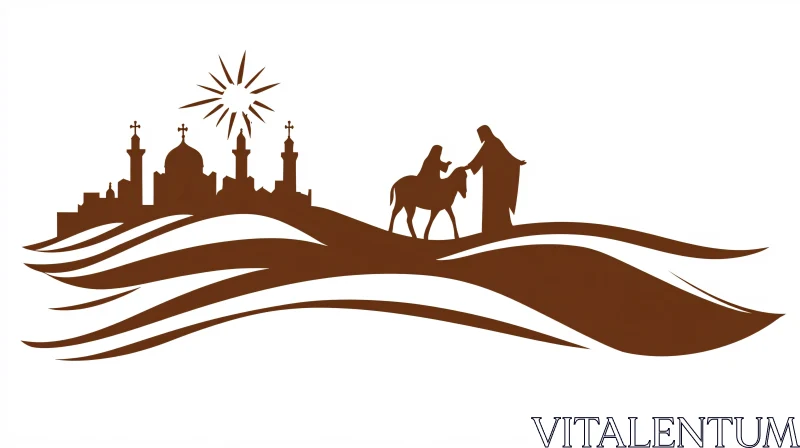 Nativity Scene Silhouette Art AI Image