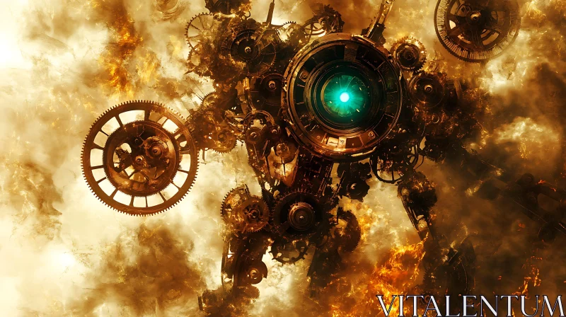 Gears and Steam Abstract Artwork AI Image