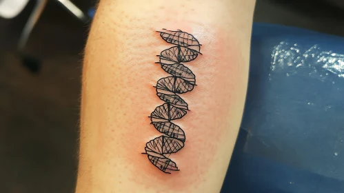 Geometric Leaf DNA Tattoo Design