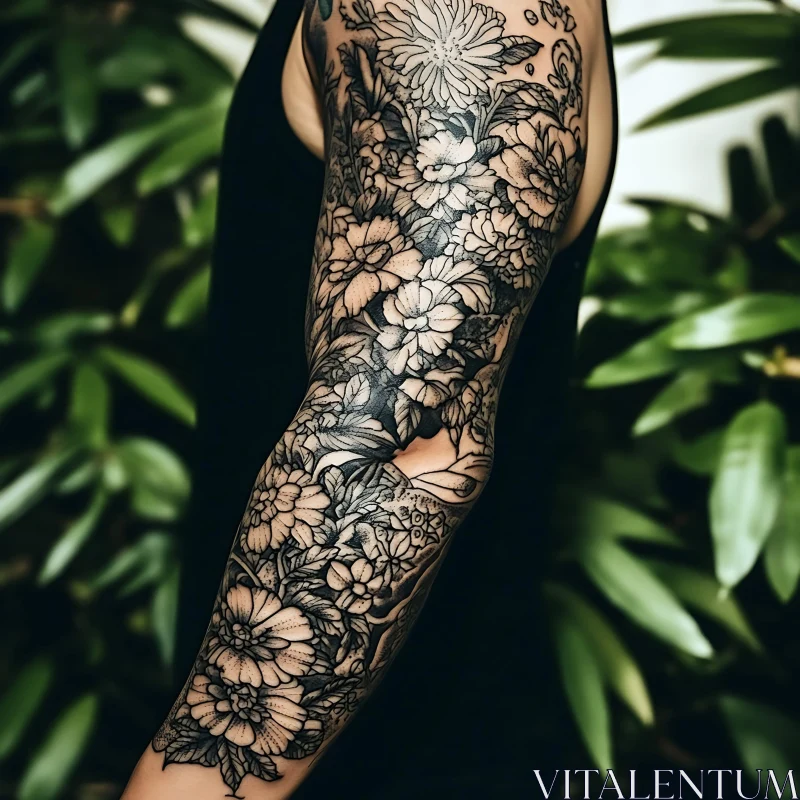 Botanical Arm Sleeve Tattoo AI Image