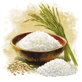 Illustrative Representation of Rice with Greenery