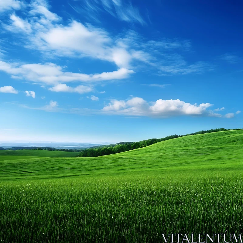 AI ART Rolling Green Hills and Cloudy Sky