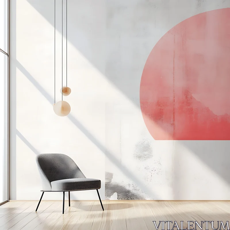 AI ART Modern Interior Design with Gray Chair