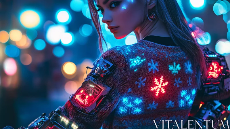 LED Light Sweater Cyber Woman AI Image