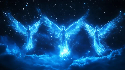 Ethereal Angels with Glowing Wings