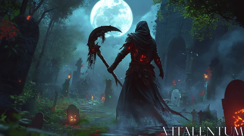 AI ART Mystic Reaper in the Graveyard