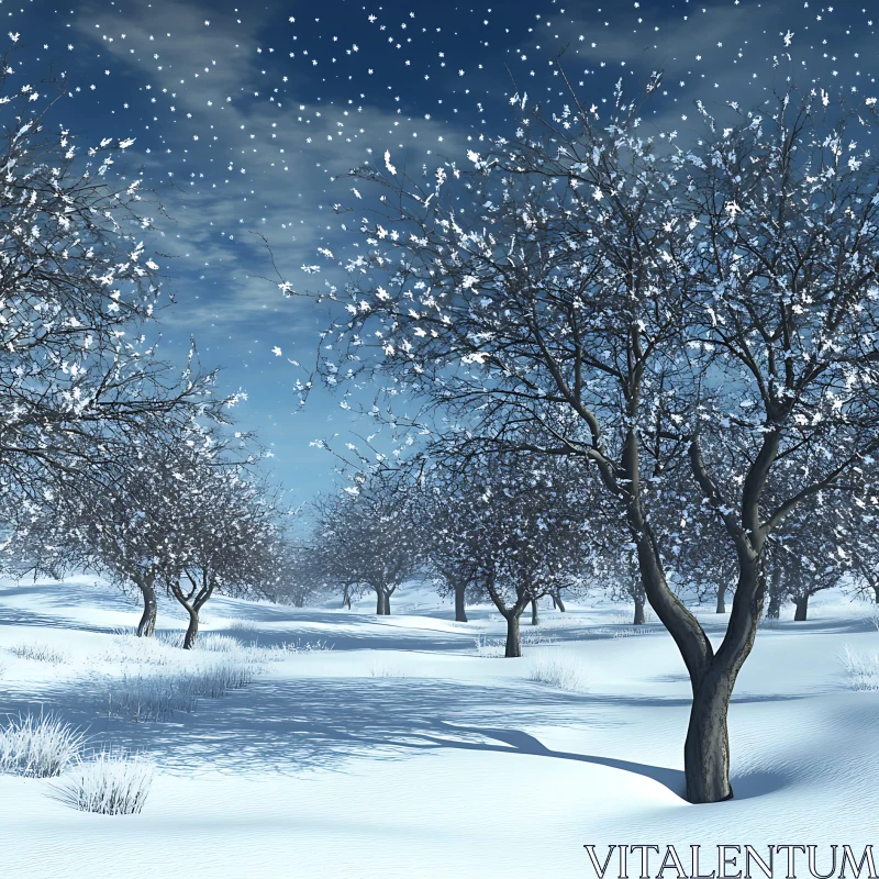 AI ART Snowy Winter Trees Landscape