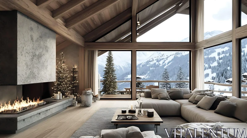 AI ART Winter Living Room Ambiance