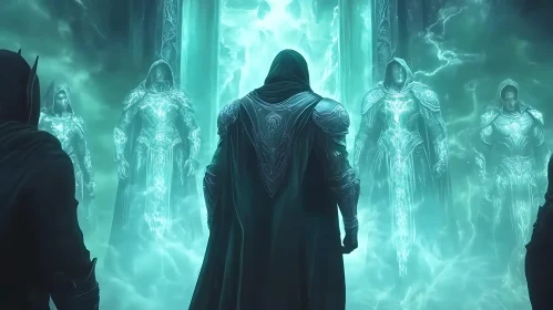 Cloaked Figures Guarding the Magic Portal