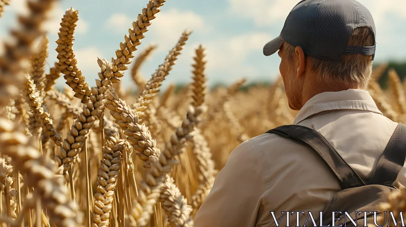 Man in Wheat Field AI Image