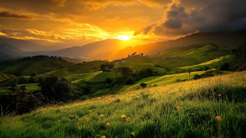 Scenic Meadow at Sunset