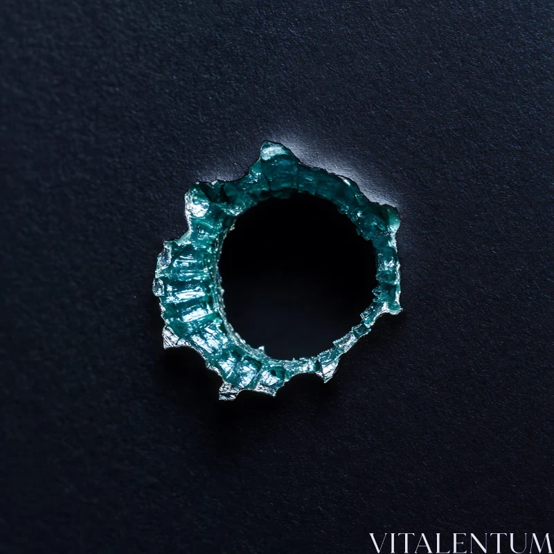 Teal-Edged Circular Hole on Dark Background AI Image