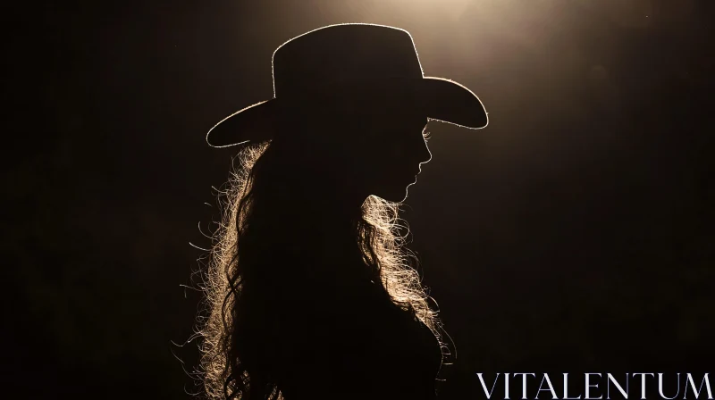 Cowgirl Silhouette in Shadow AI Image