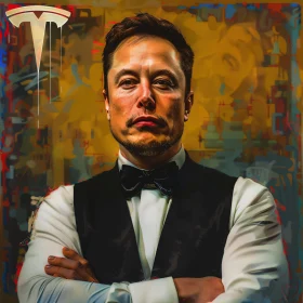 Elon Musk in Bow Tie - Abstract Portrait