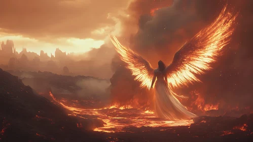 Angel in Fiery Landscape
