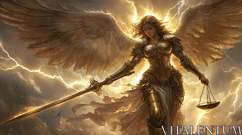 Angel of Justice in Storm AI Image