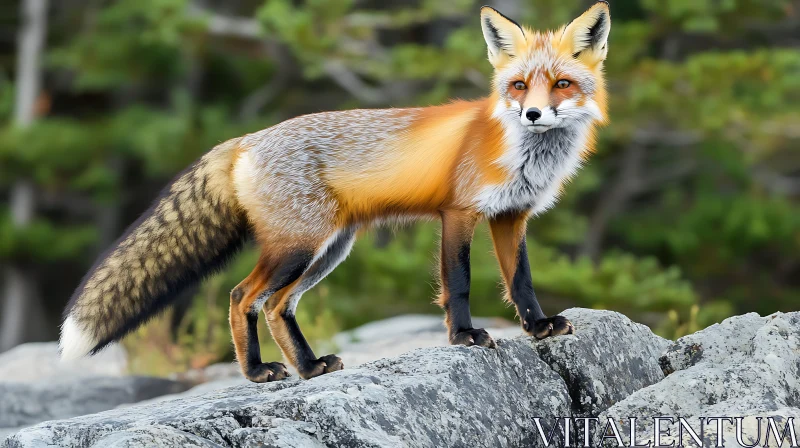 Fox Portrait on the Rocks AI Image