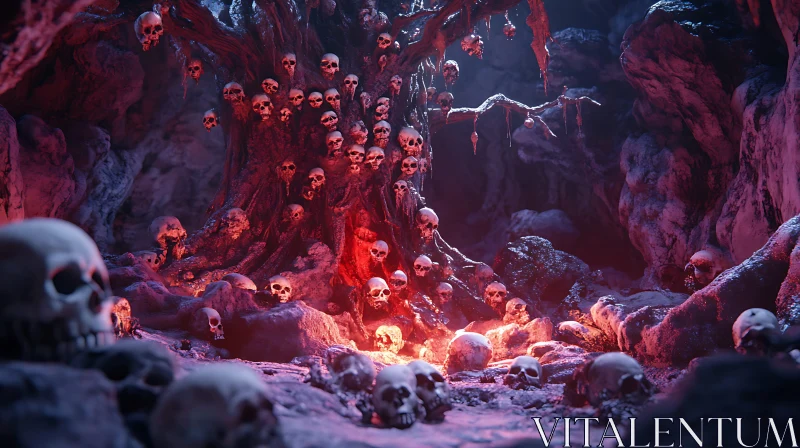 AI ART Skull Cave Horror Scene