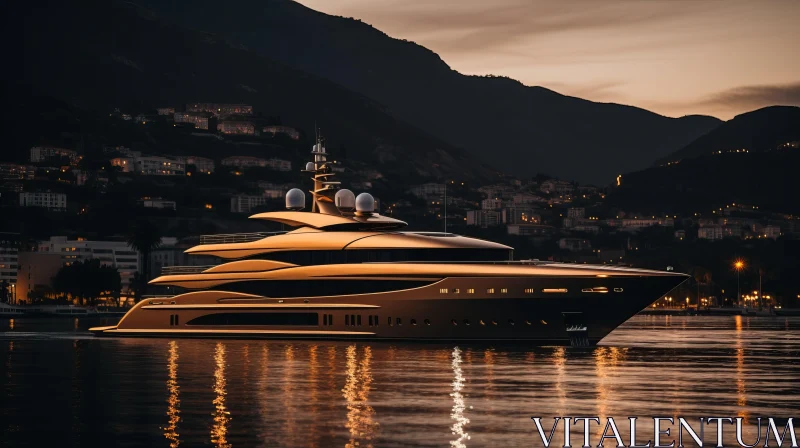 Elegant Luxury Yacht Sailing in the Enchanting Night Sea AI Image