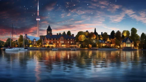 Enchanting Lakeside Residence in Toronto at Sunset
