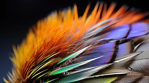 Exquisite Close-Up of Multicolored Bird Feathers