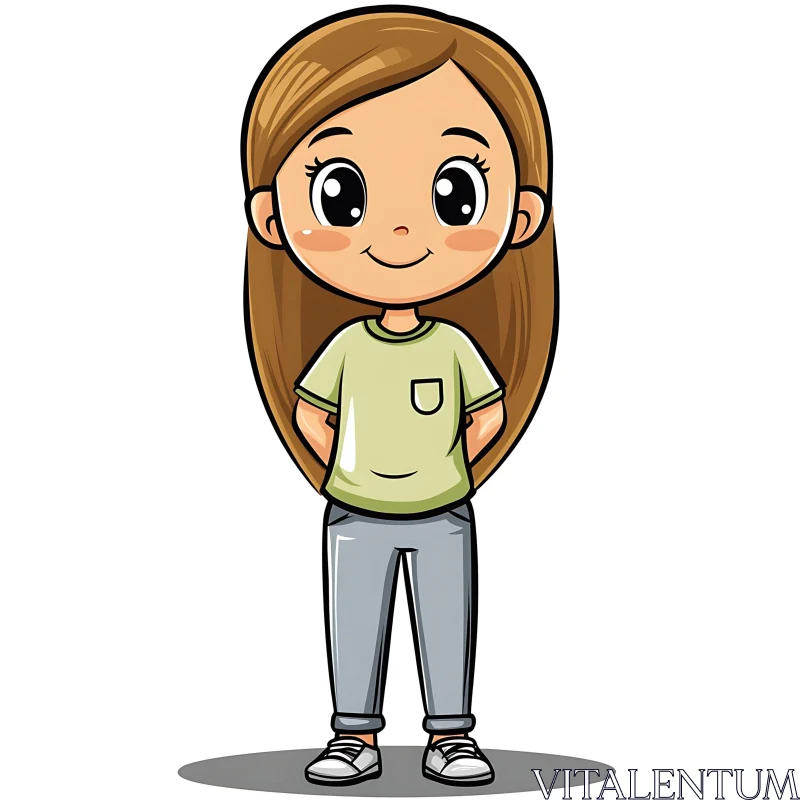 Cute Cartoon Girl Character Design AI Image